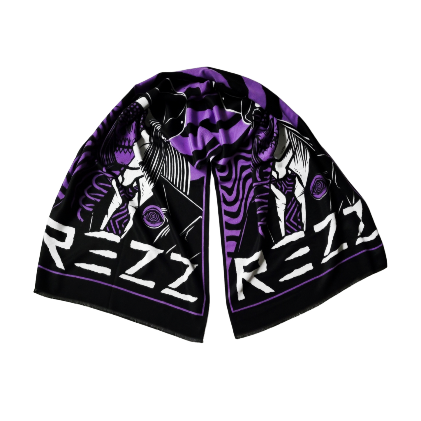 REZZ - Death Stare Knit Pashmina - Purple / Black