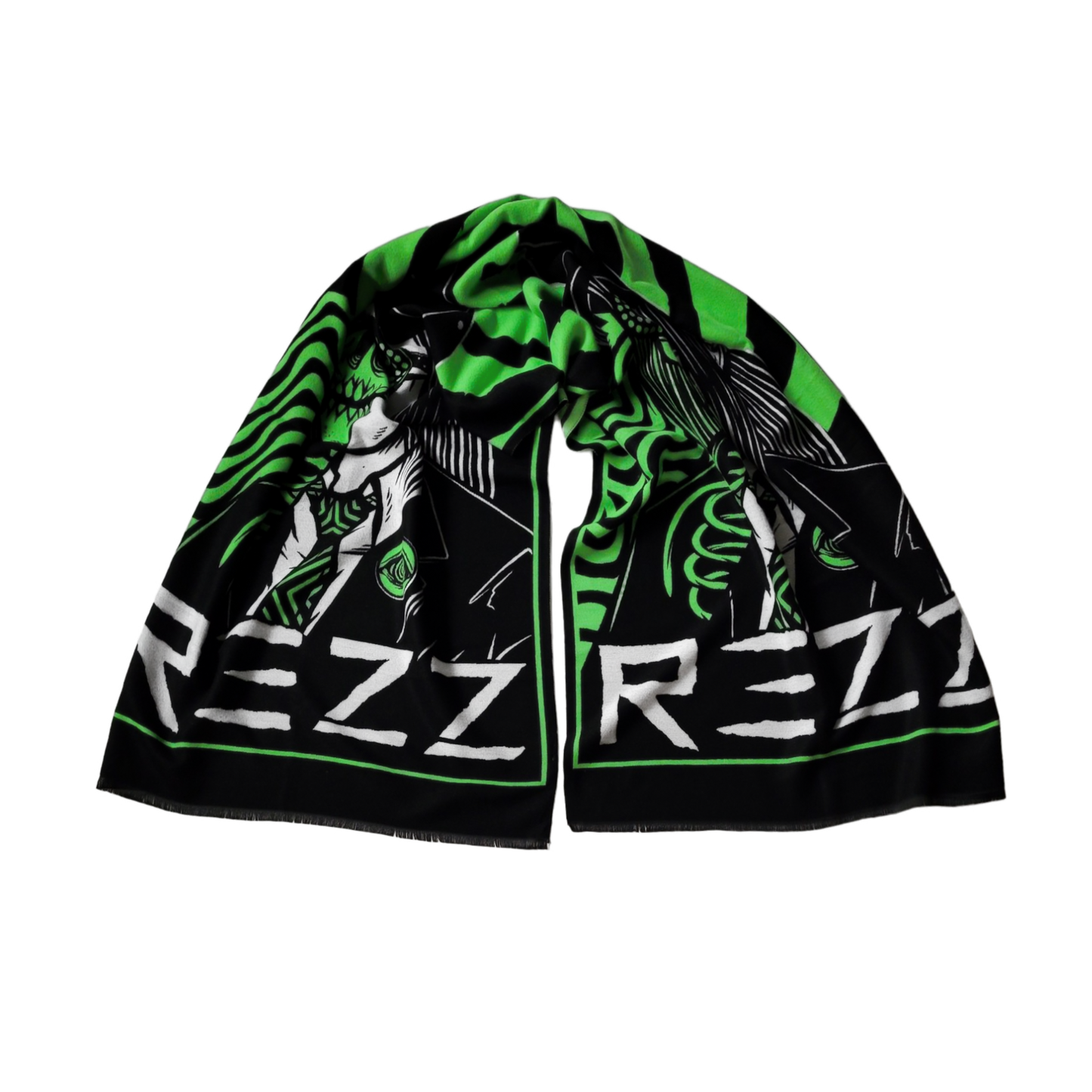 REZZ - Death Stare Knit Pashmina - Green / Black